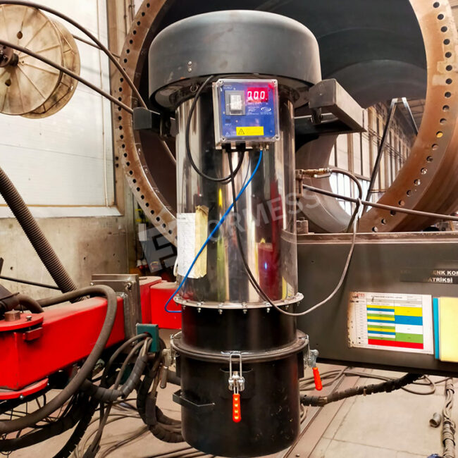 Toz Altı Kaynak Toz-Duman Emme Sistemi, toz altı kaynak emişi, kaynak dumanı toplama, endüstriyel toz emiş sistemi, kaynak havalandırma, üretim alanı duman kontrolü, metal kaynak tozu sistemi, atölye toz tahliye,