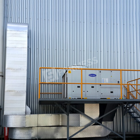 Boya Stok Deposu Rooftop Klima Uygulaması, boya stok deposu rooftop klima, boya deposu iklimlendirme, endüstriyel rooftop klima sistemi, exproof boya deposu klima, solvent boya stok alanı soğutma, boya kimyasal depo havalandırma, Formess rooftop klima uygulaması,