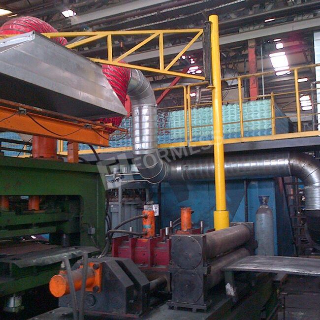 Hareketli Davlumbaz Sistemi, hareketli davlumbaz, endüstriyel davlumbaz sistemi, raylı davlumbaz, proses duman emiş sistemi, lokal havalandırma davlumbazı, Formess havalandırma,