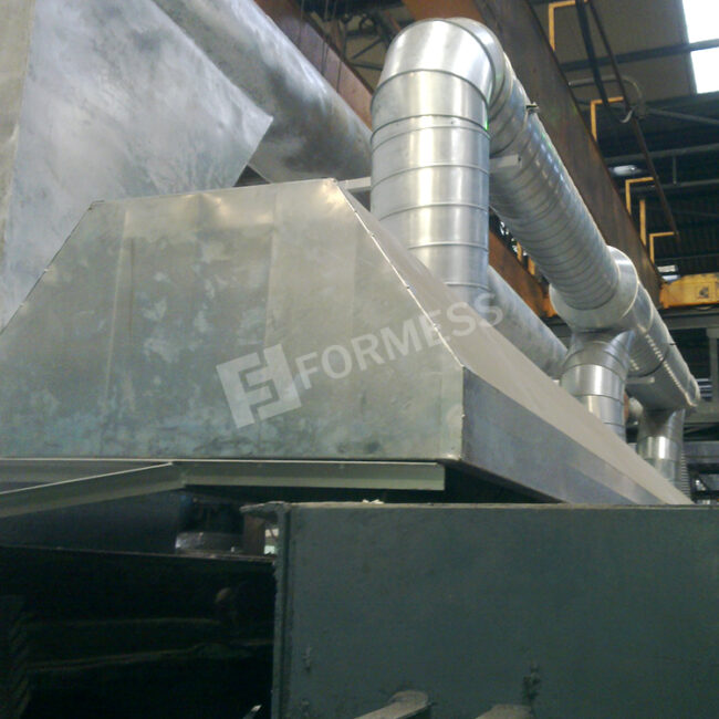 Pota Davlumbaz Sistemi, pota davlumbazı, pota üstü emiş davlumbazı, ergitme ocağı davlumbaz sistemi, pota döküm duman emişi, dökümhane davlumbaz çözümü, endüstriyel pota havalandırma, Formess pota davlumbaz sistemleri