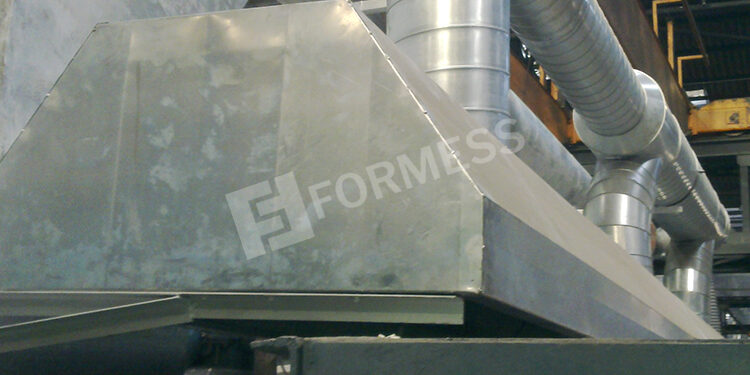 Pota Davlumbaz Sistemi, pota davlumbazı, pota üstü emiş davlumbazı, ergitme ocağı davlumbaz sistemi, pota döküm duman emişi, dökümhane davlumbaz çözümü, endüstriyel pota havalandırma, Formess pota davlumbaz sistemleri