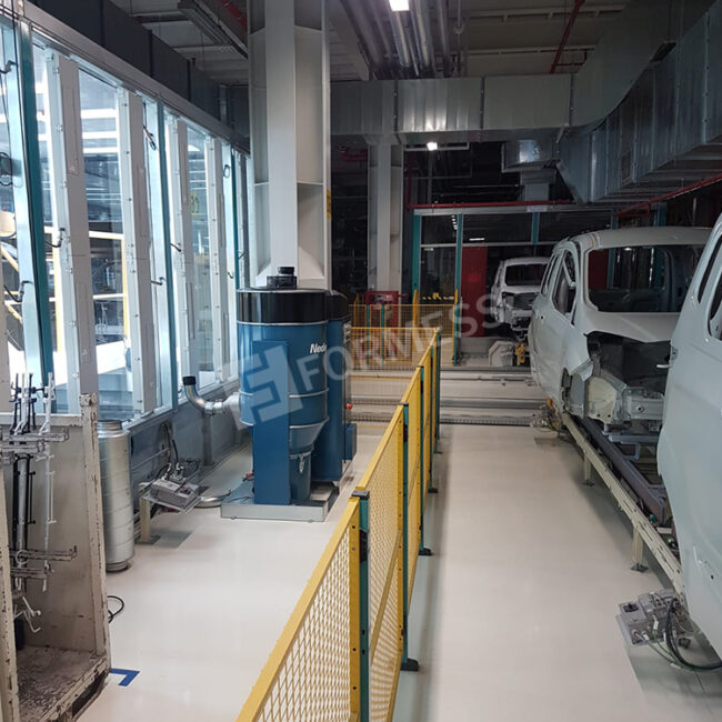 Zımpara Toz Toplama Vakum Sistemi, zımpara tozu vakum hattı, zımpara tozu filtre ünitesi, taşlama zımpara toz emişi, zımpara kabini vakumlu davlumbaz, atölye zımpara istasyonu emiş kolu, merkezî zımpara toz vakum santrali, Formess zımpara vakum çözümleri,